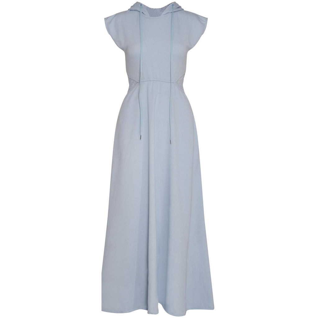 Lace Grab & Go Hoodie Dress in sky