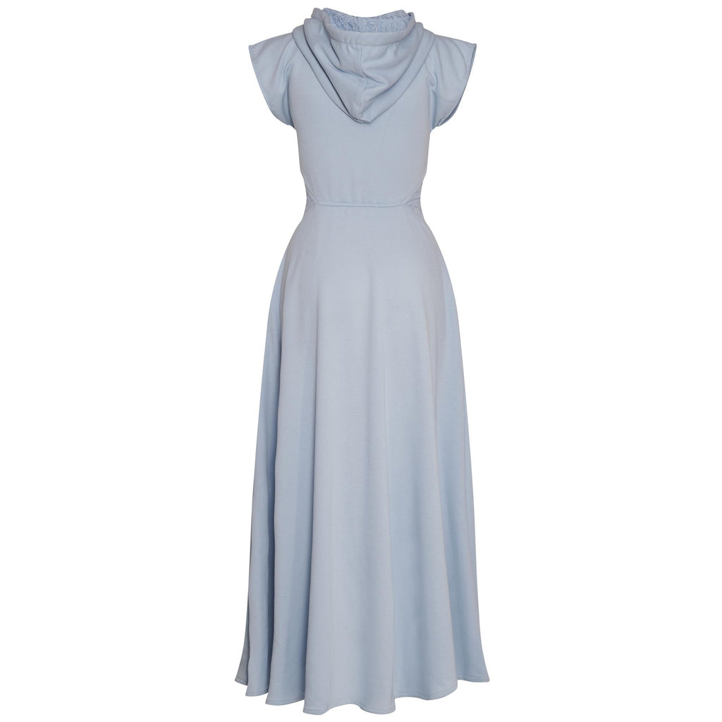 Lace Grab & Go Hoodie Dress in sky