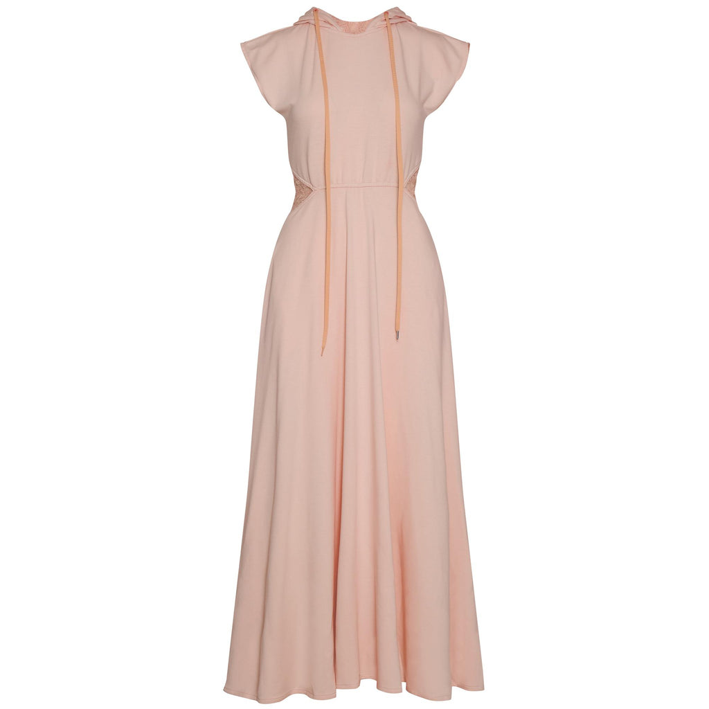 Lace Grab & Go Hoodie Dress in blush